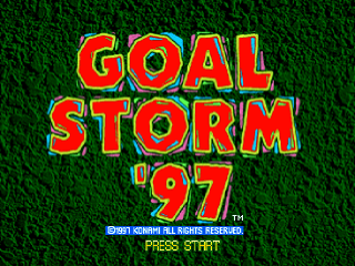 Goal Storm '97 title screen for Playstation